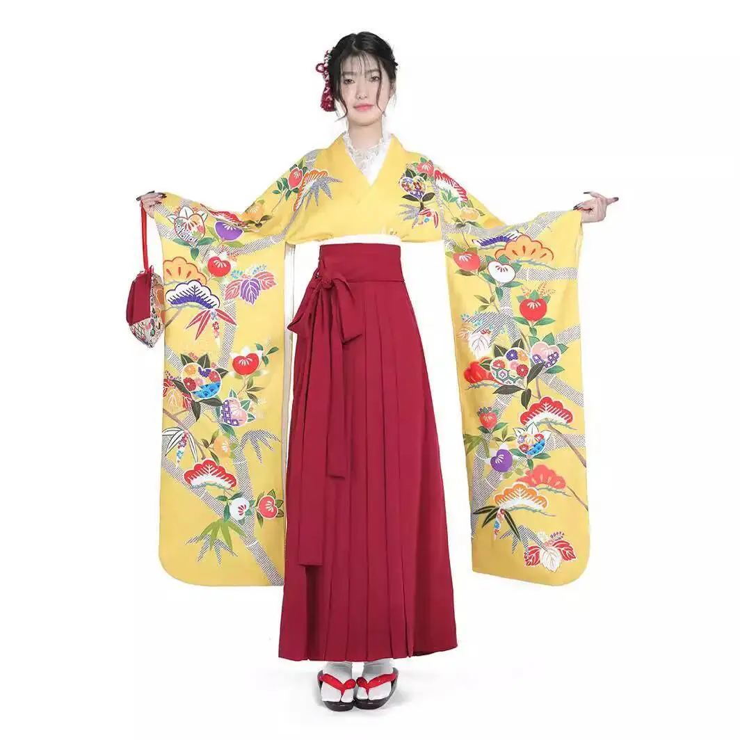 

Women's Samurai Hakama Uniform Bushi Wide Sleeve Uniform Costume Geisha Anime Cosplay Halloween Kimono