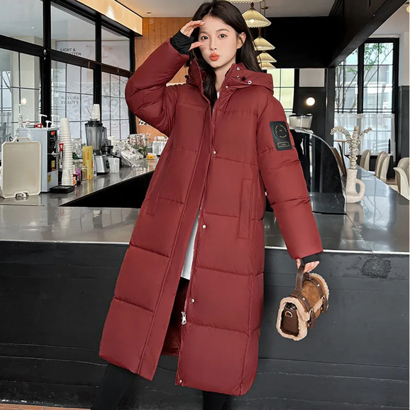 Damska kurtka puchowa Parker z kapturem, ocieplana bawełną, nowy styl zimowy 2025, pogrubiona, luźna, modna kurtka damska z watowaniem bawełnianym 697