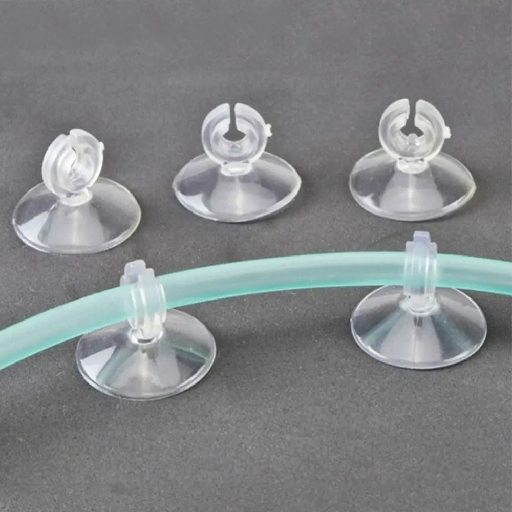 10pcs Soft PVC Aquarium Sucker with Hook Multi-specification Fish Tank Suction Cup Clear Strong Adsorption Air Hose Clamp Wire