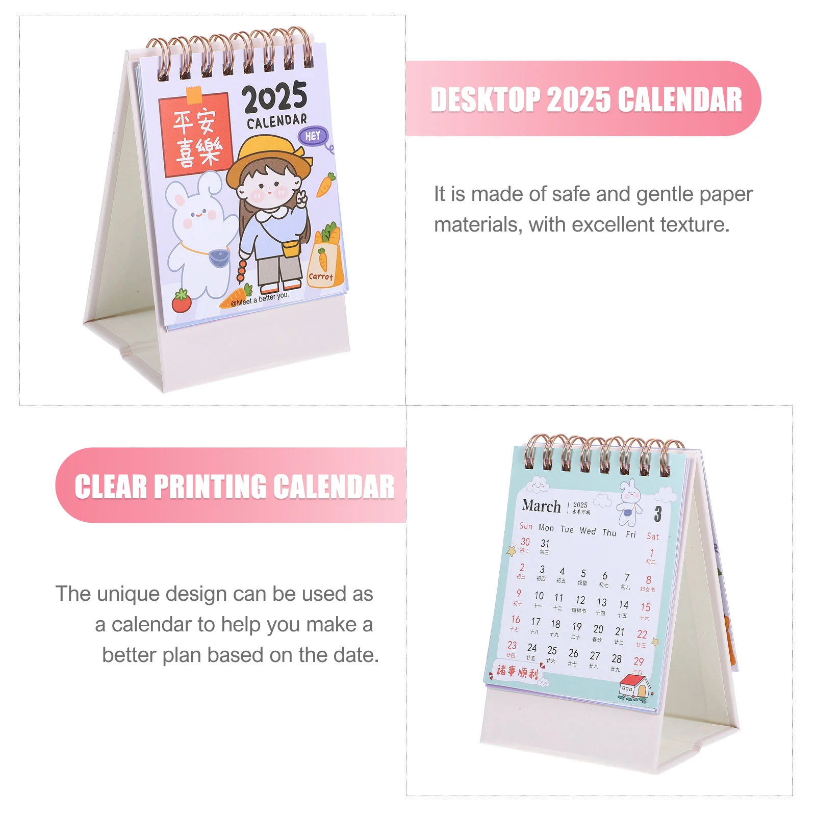 2025 Desk Calendar Work Decor Small Desktop Decorate Calendars Calender Iron for Classroom Office Aesthetic Cute