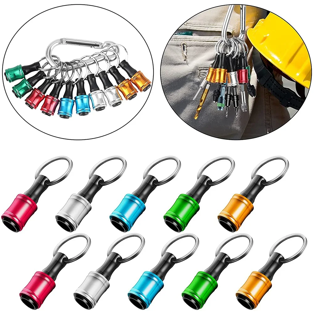 10PCS 1/4Inch Hex Shank Screwdriver Bits Holder Extension Bar Keychain Screw Adapter Drill Change(5 Colors)