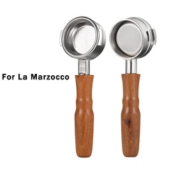 58mm Bottomless Coffee Portafilter for La Marzocco 2-ear Stainless Steel Modified Solid Wood Coffee Handle Filter Barista Tool