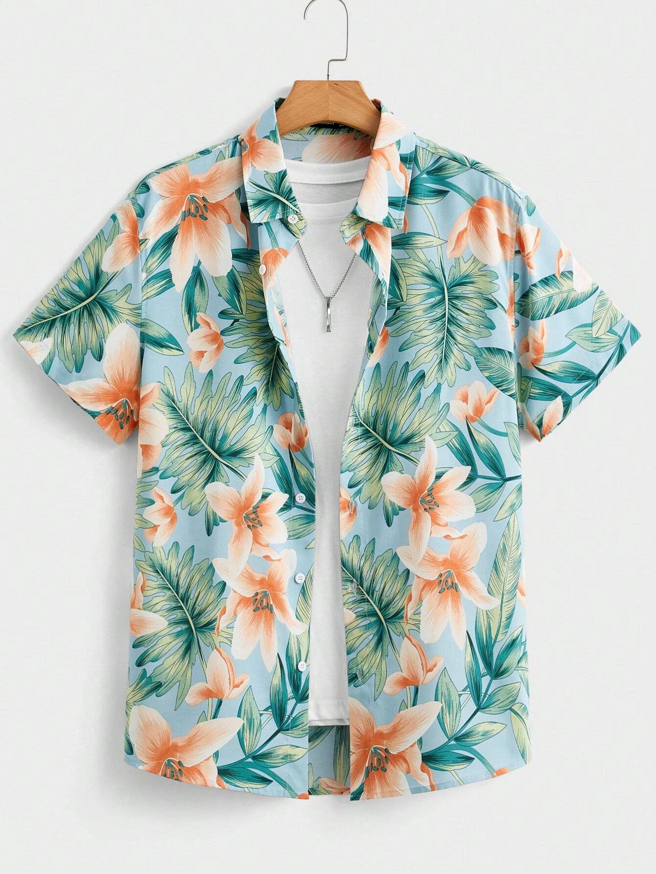Kinderkleidung, Hawaii-Hemden für Kinder, Blattdruck, lässig, Strandmode, Hemd, Outdoor-Kleidung für Kinder, kurze Ärmel – Detail 3