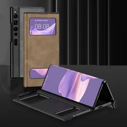 For Huawei Mate Xs 2 Case Luxury Frosted Leather Anti-knock Magnetic Flip Holder Plastic Cover For Mate Xs2