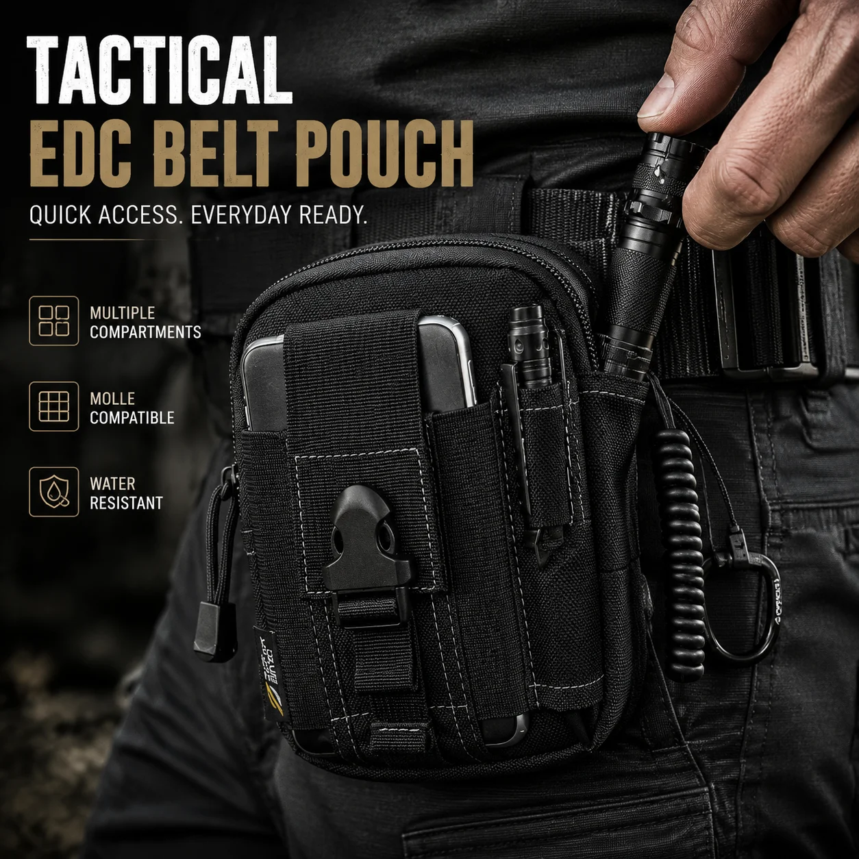 Ladybug multifunctional tactical waist bag for men outdoorEDCCommuting bag, large-screen phone pouch, coin purse, waist bag