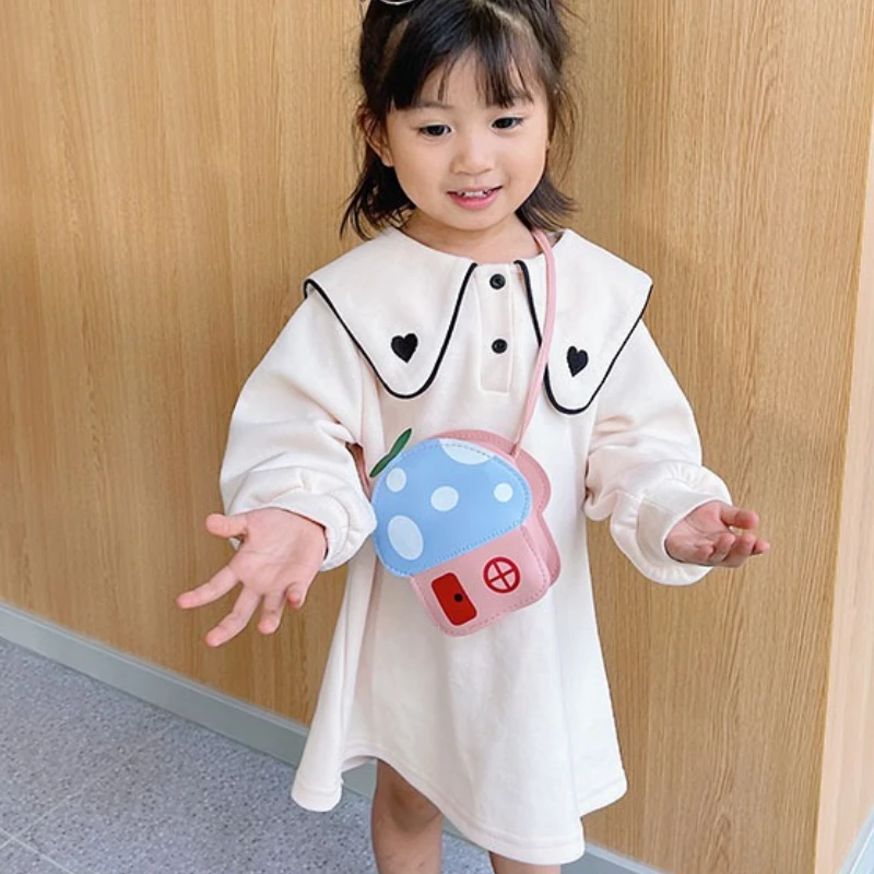 

1-5PCS Cute Cartoon Mushroom House Coin Purse PU Crossbody Bag Korean Style Girls Shoulder Bag Mini Wallet Christmas Gift