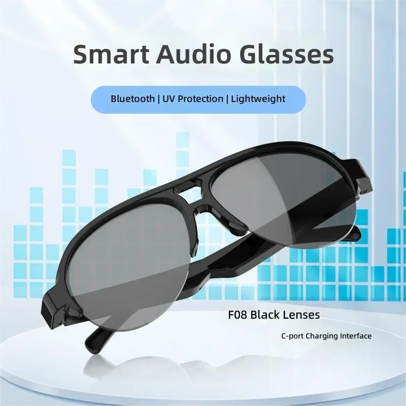 F08 Smart Bluetooth Audio Glasses Wireless Headphones for Men Women UV400 Polarized Sunglasses Outdoor Sports Music Eyewear