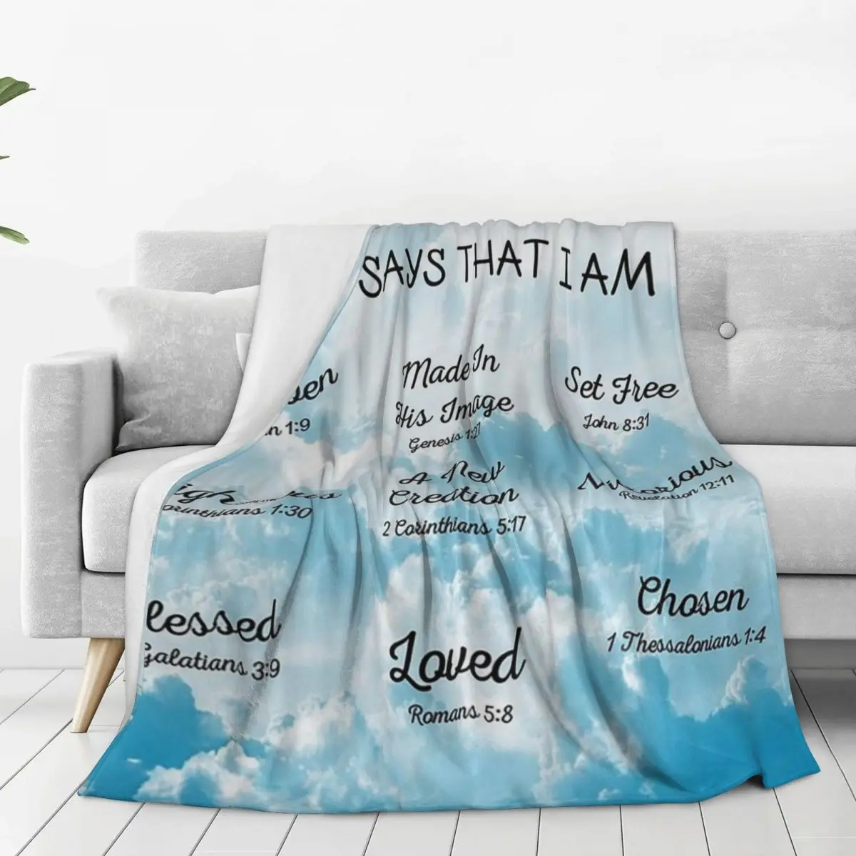 God Says That I Am Inspirational Christian Bible Verses Blankets Fleece Sofa Throw Blankets For Couch Travel Throws Bedspread