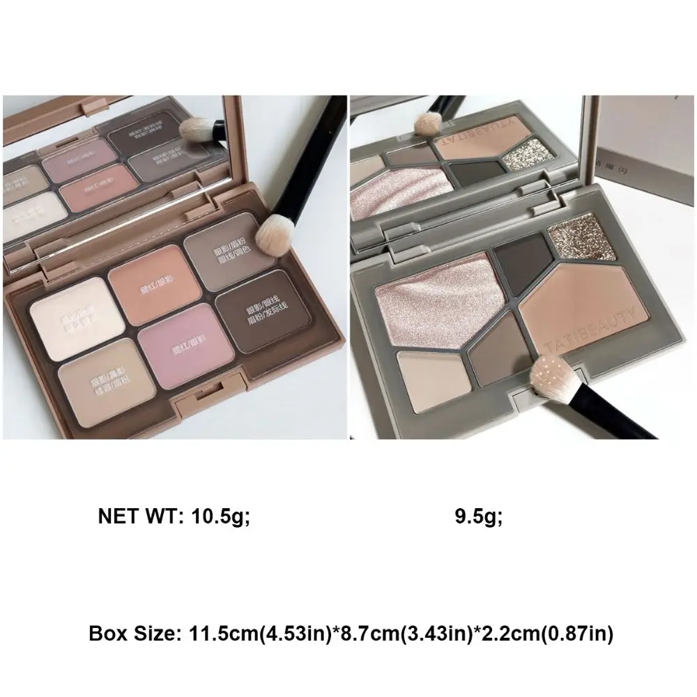 Modische 6-Farben-Lidschatten-Palette mit niedriger Sättigung, mattes Lidschatten-Puder, feiner Blitz, Erdton, Make-up-Lidschatten, universell