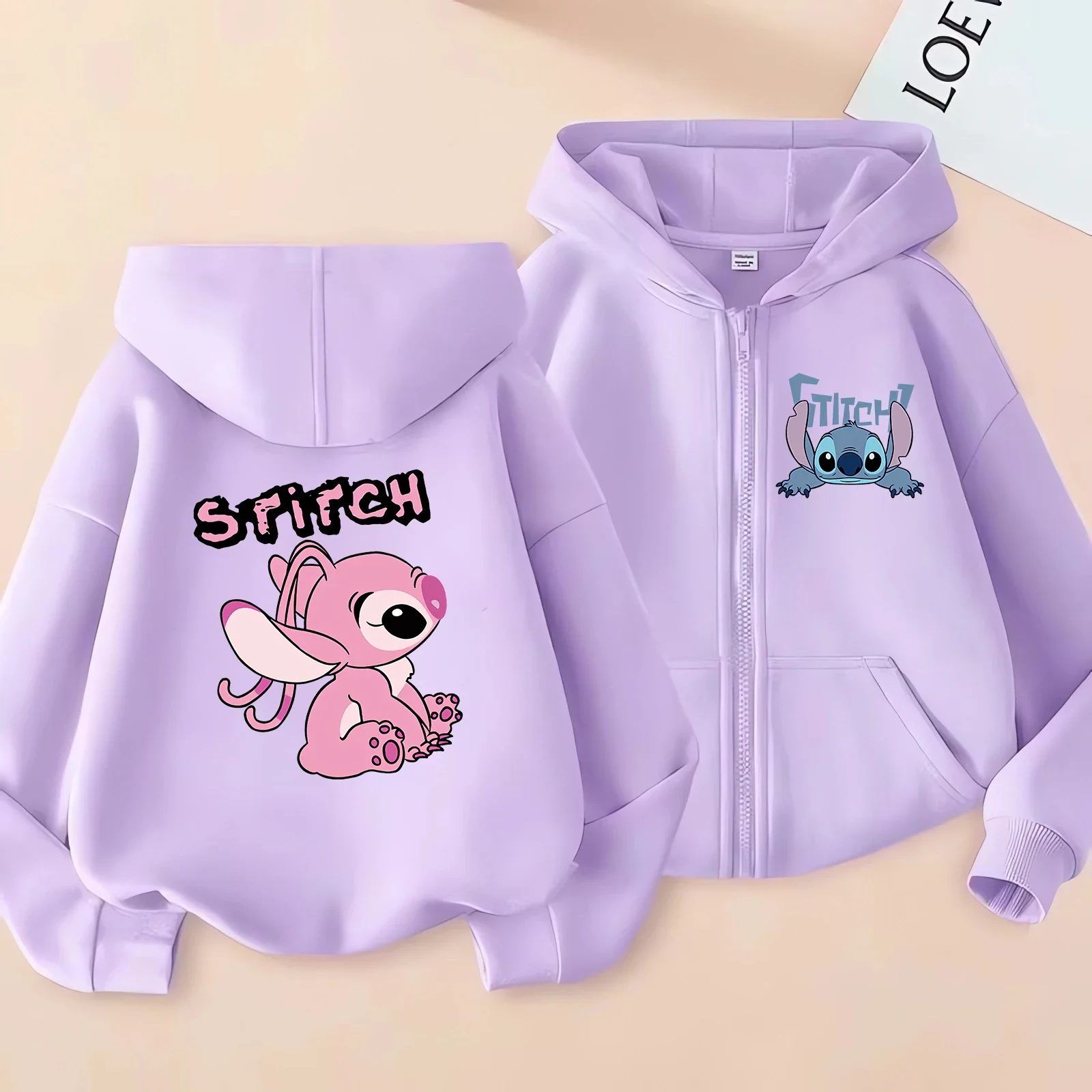 Divertidas sudaderas con cremallera, Sudadera con capucha de punto, ropa para niños, chico, niña, niño, sudadera de Lilo y Stitch, Sudadera con capucha con cremallera, Top informal para bebé