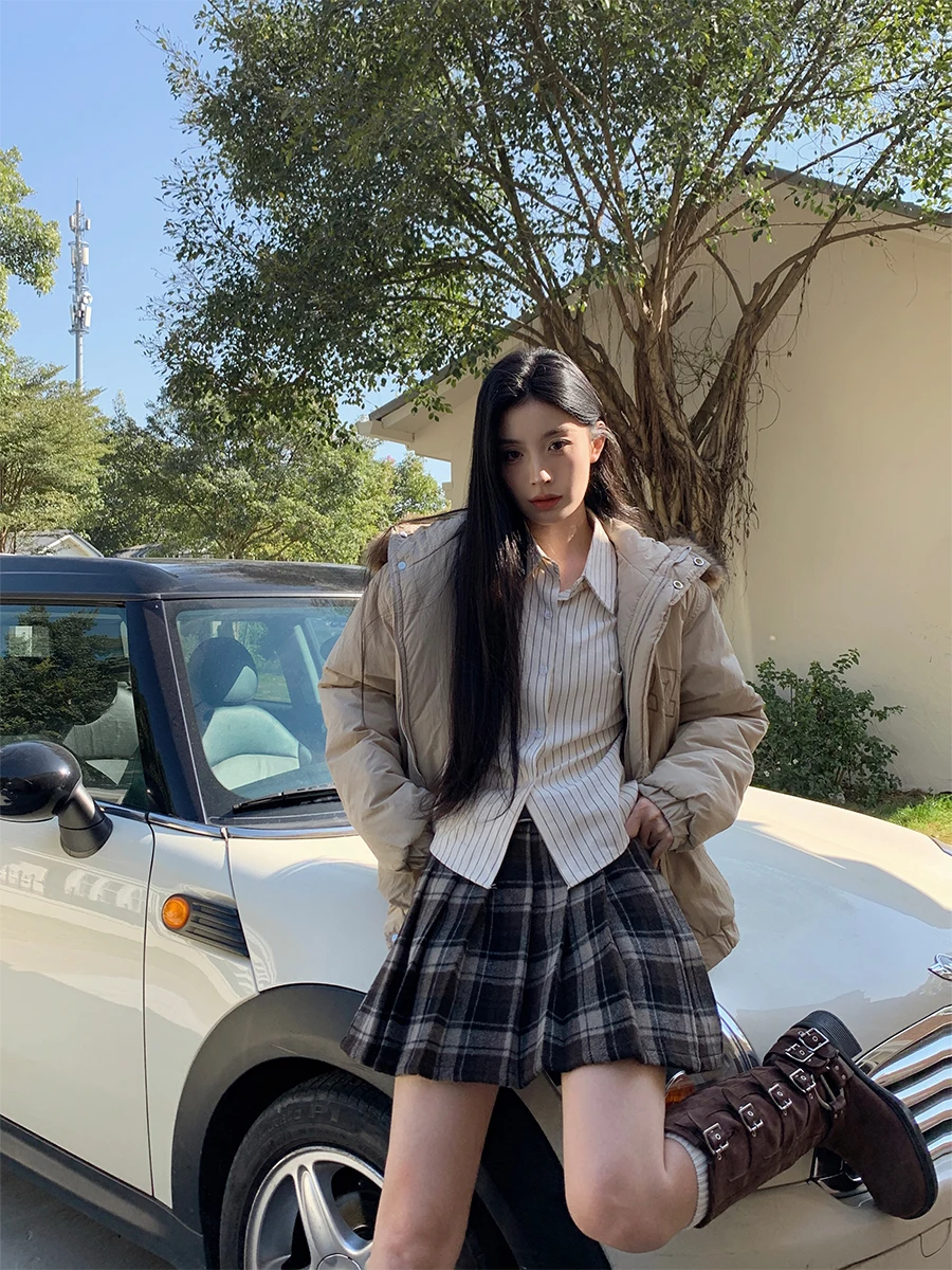 

Теплая женская зимняя куртка с капюшоном и ушками кролика, свободного кроя, с меховым воротником, в уличном спортивном повседневном стиле, удлиненная