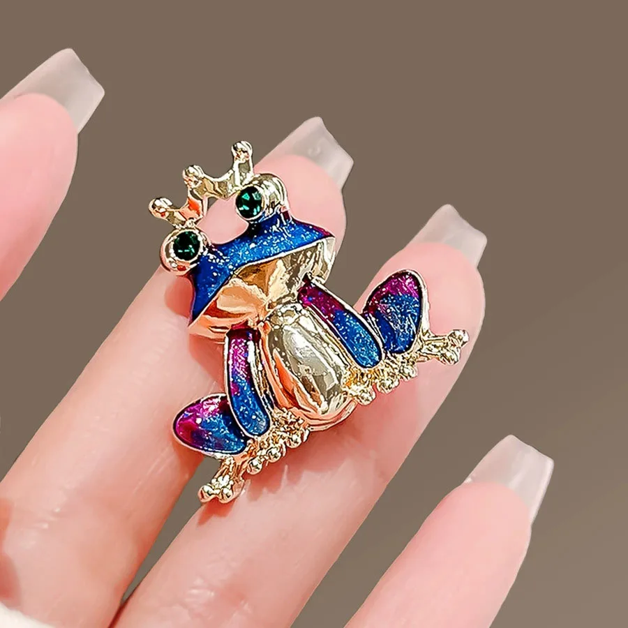 Cute Frog Brooch Collection For Women Multicolor Enamel & Rhinestone Frog Animal Lapel Pin Set Jewelry Accessories