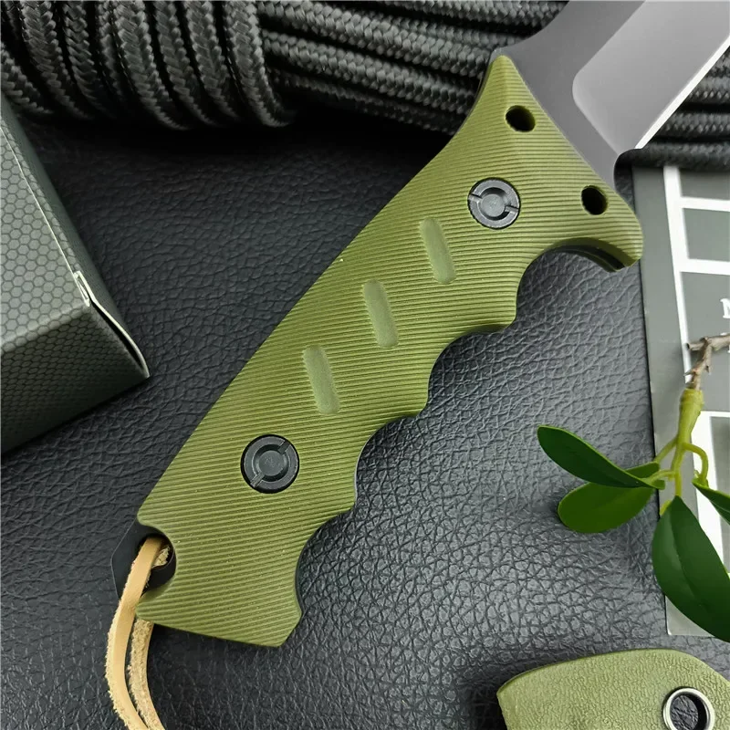 Hunting Fixed Blade 8CR13MOV Steel Blade G10 Handle Tactical Bushcraft Knife Survival Self Defense Knife with Kydex Sheath