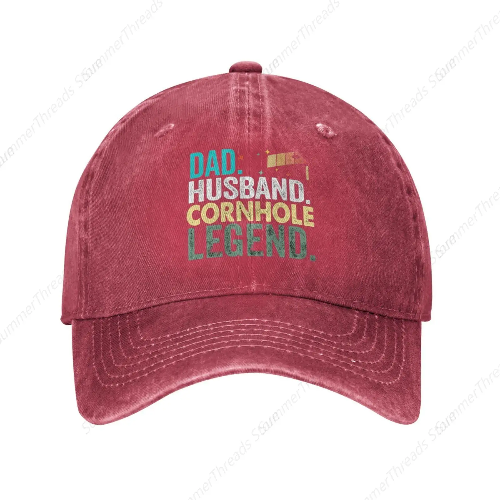 Baseball Cap Husband dad Cornhole Legend Washed Denim Adjustable Fashion Unique Hat for Men Women