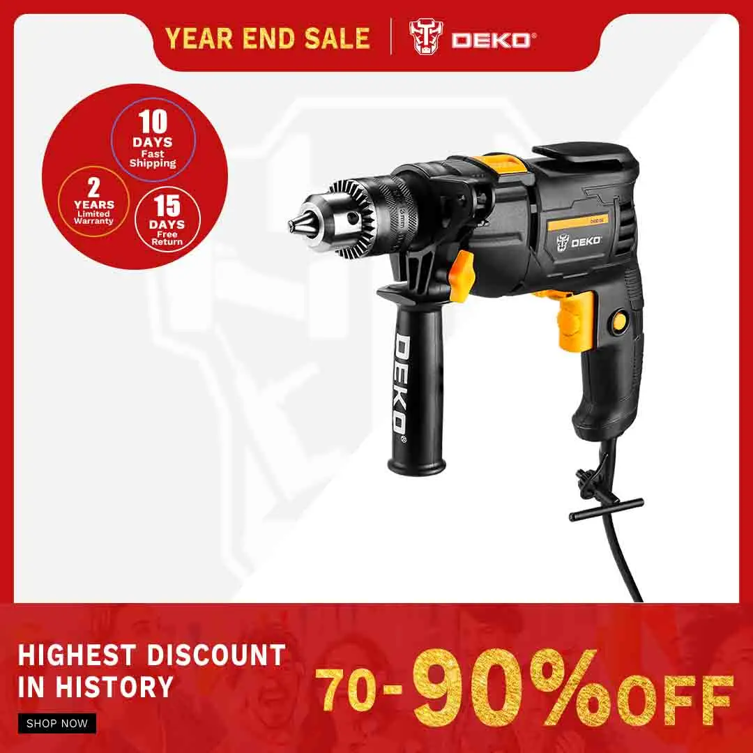 DEKO DKIDZ Series 220V Impact Drill 2 Functions Electric Rotary Hammer Drill Screwdriver Electric Tools Power Tools