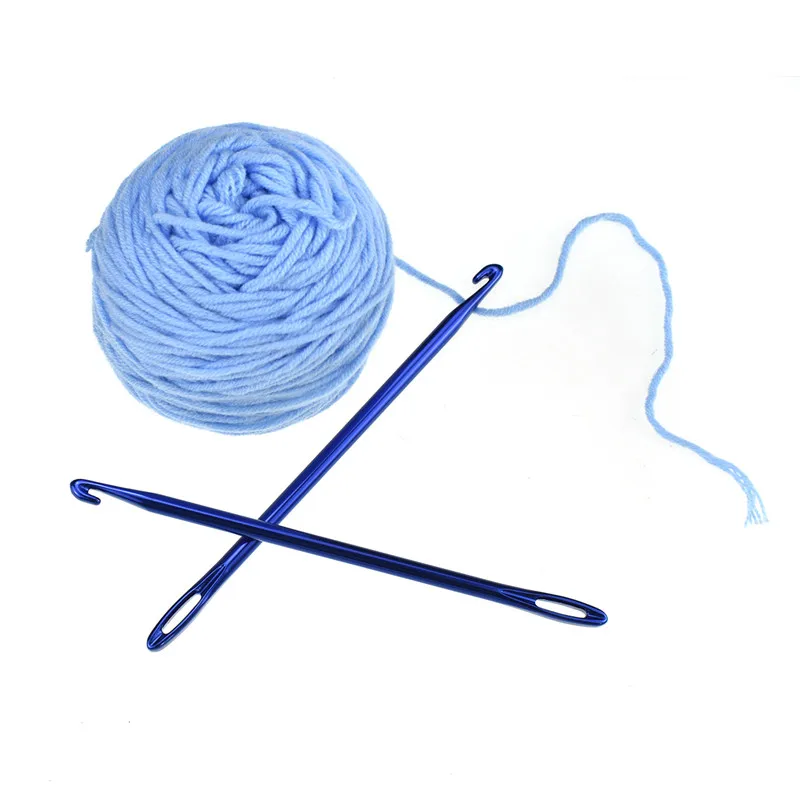 3pcs Knitting Hook DIY Aluminum Crochet Hook Afghan Tunisian Knit Tool with Needle Eye Hand Knitting Tool Sewing Needle Set