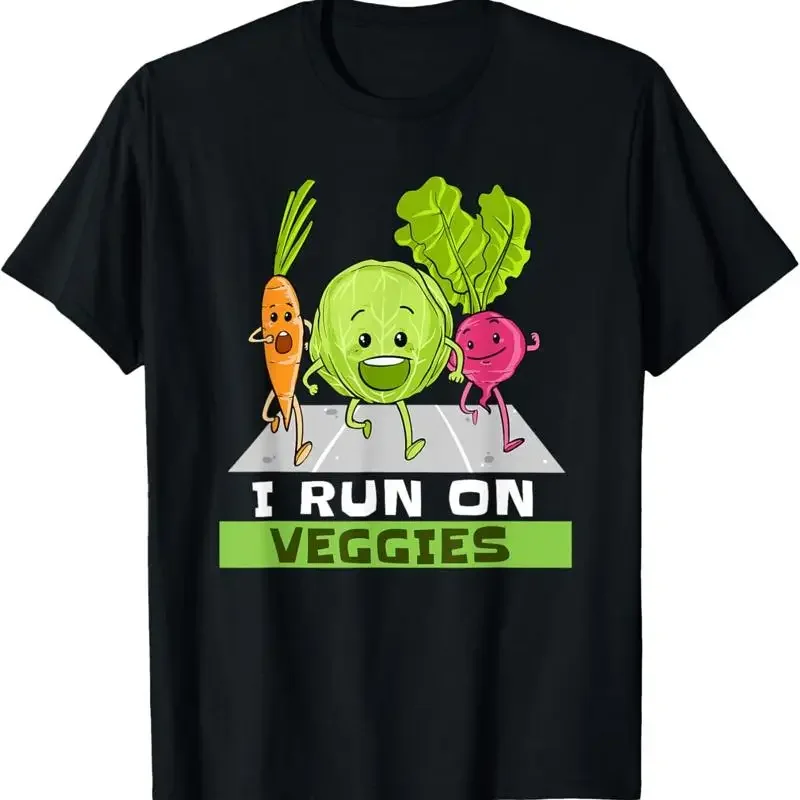 I Run On Veggies Funny Vegan Vegetarian Runner T Shirt