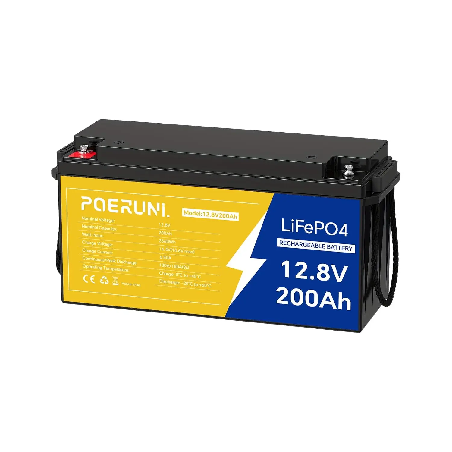 12V 200Ah LiFePO4 Lithium Battery 2560Wh Deep Cycle Marine Trolling Motor RV Solar Off-Grid Power Storage, Customized