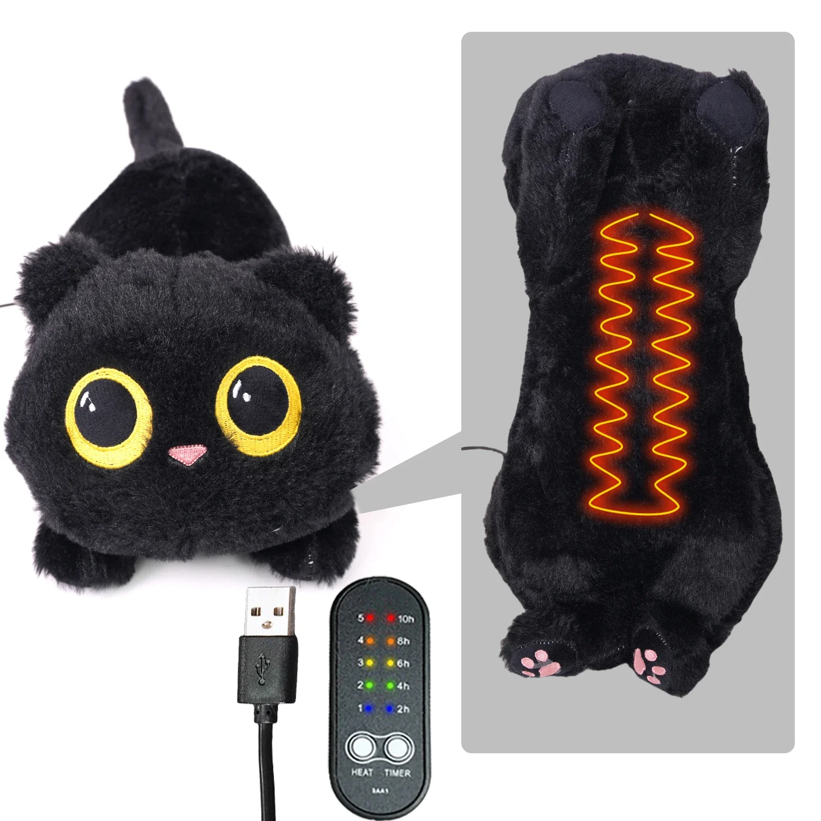 

USB-подушка с подогревом, плюшевая грелка с милым котом, грелка для спины, шеи, плеч, облегчение боли для девочек, взрослых, подарок