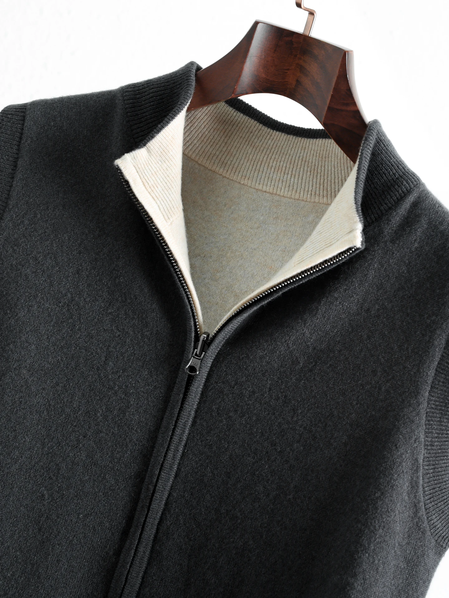 New Smart Casual Men 100% Merino Wool Sweater Vest Autumn Winter Man Knitwear Thick Cardigan Double Sides Cashmere Clothing Tops