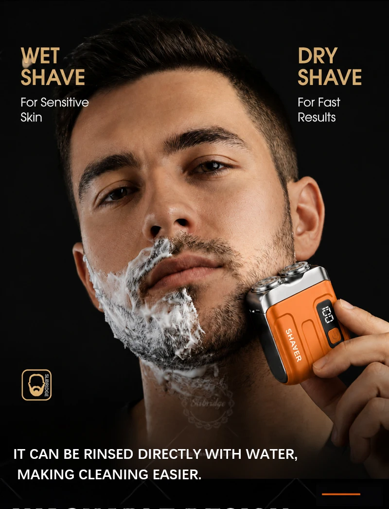 Mens Electric Shaver Rechargeable Waterproof mini Portable Beards Razor Wet/Dry