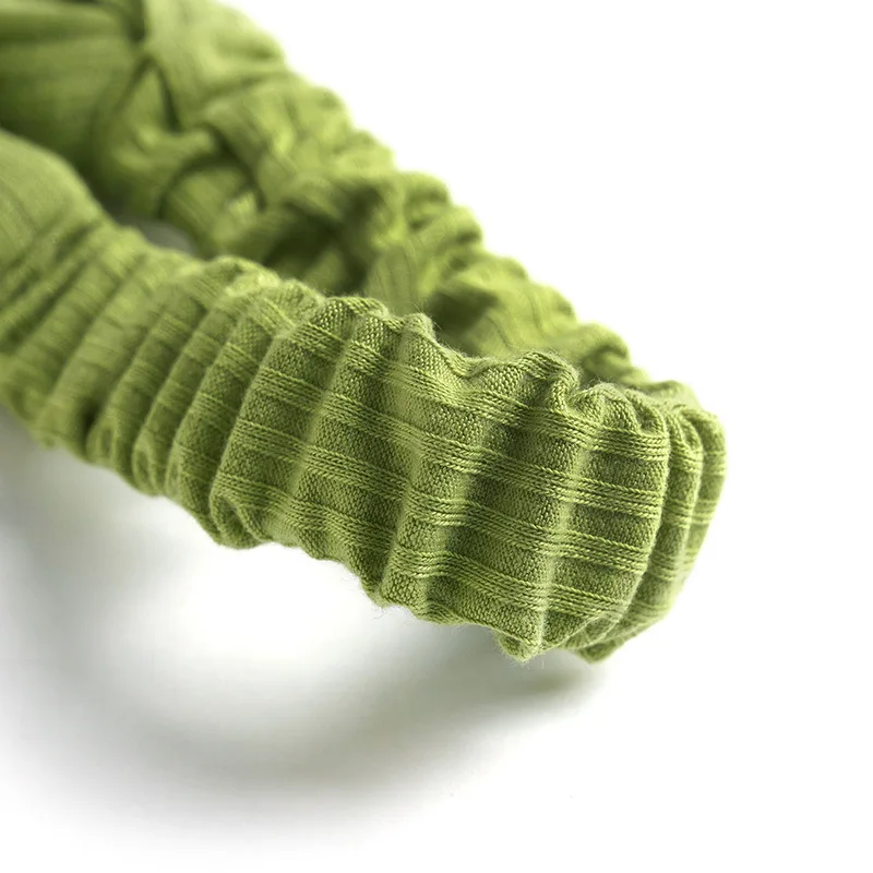 

Crossed Elastic Knitted Cotton Hair Tie Band Pure Color Headwear with Button Fre out European Sle Faion Accory