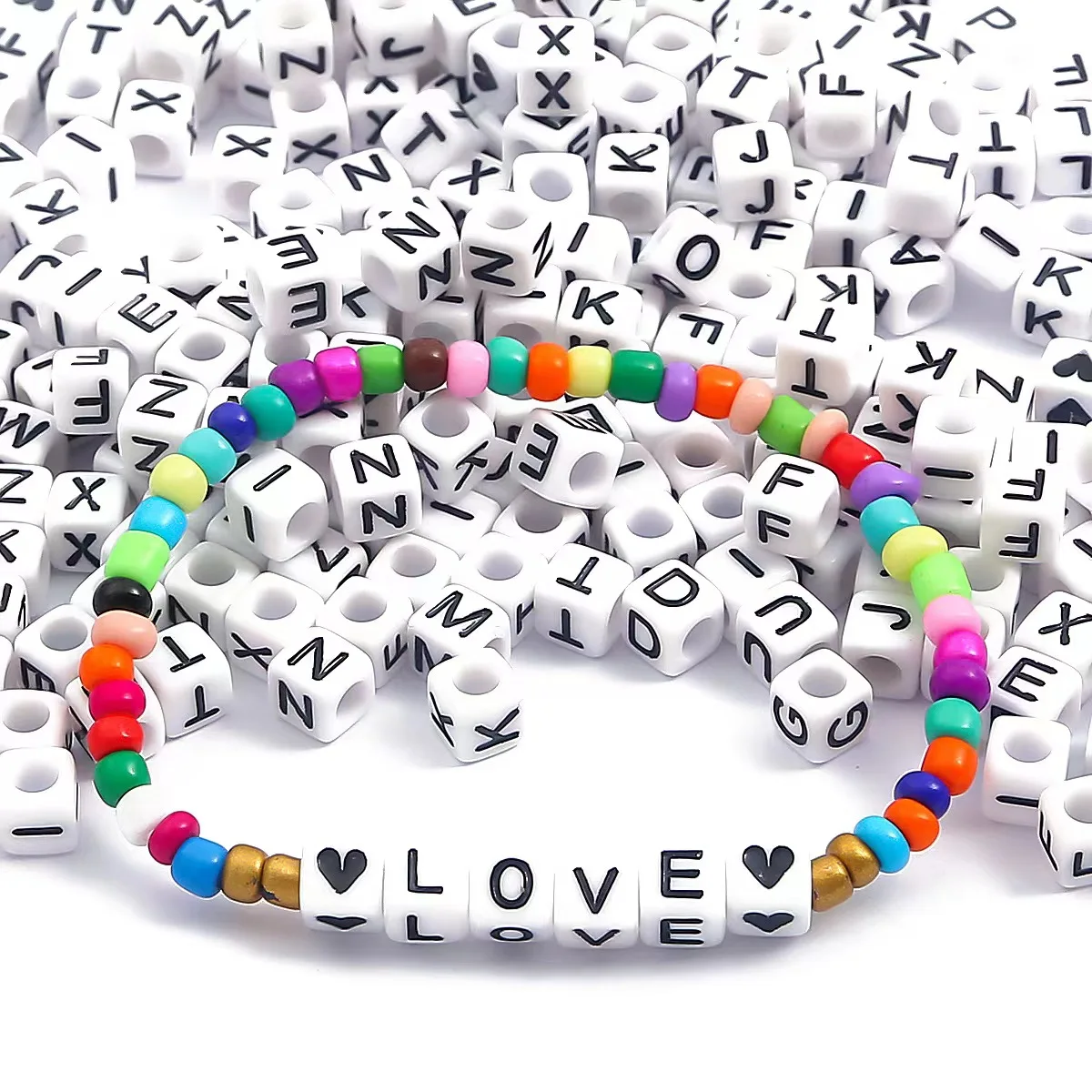 100PCS/lot 6MM A-Z Square White Letter Acrylic Loose Spacer Beads Alphabet Bead Jewelry Making Supplies Diy Handmade Accessories