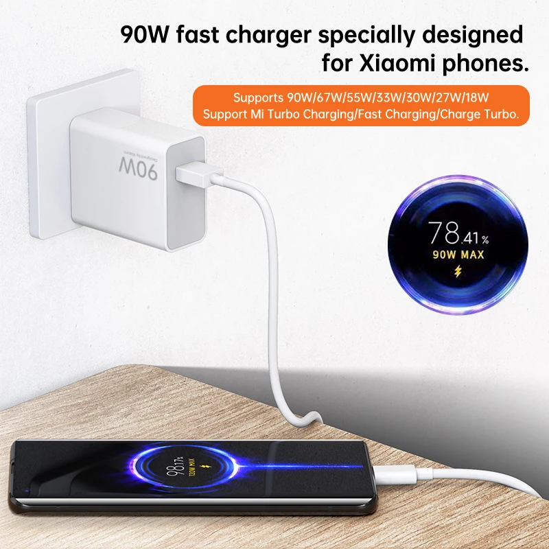 Original 90W Xiaomi Charger Turbo Fast Charger for Poco X7 Pro X6 Pro F7 Xiaomi 15 T Pro 17 Ultra 17 15 Ultra USB Type C Cable