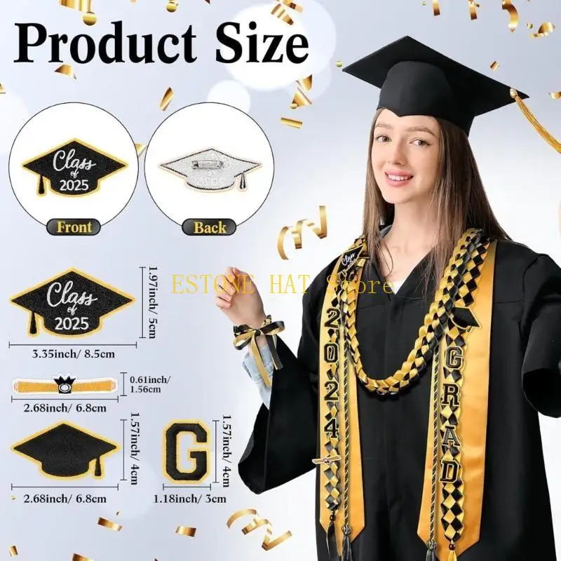 

49MF Выпускные палантины 2025 Выпускной Leis Плетеное ожерелье для средней школы, колледжа, бакалавра 2025 года Украшения