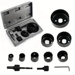 11pcs Hole Saw Kit, Durable Carbon Steel Metal Circle Power Drill Hole Cutter For Wood, PVC, Plastic, Drywall (19/22/29/