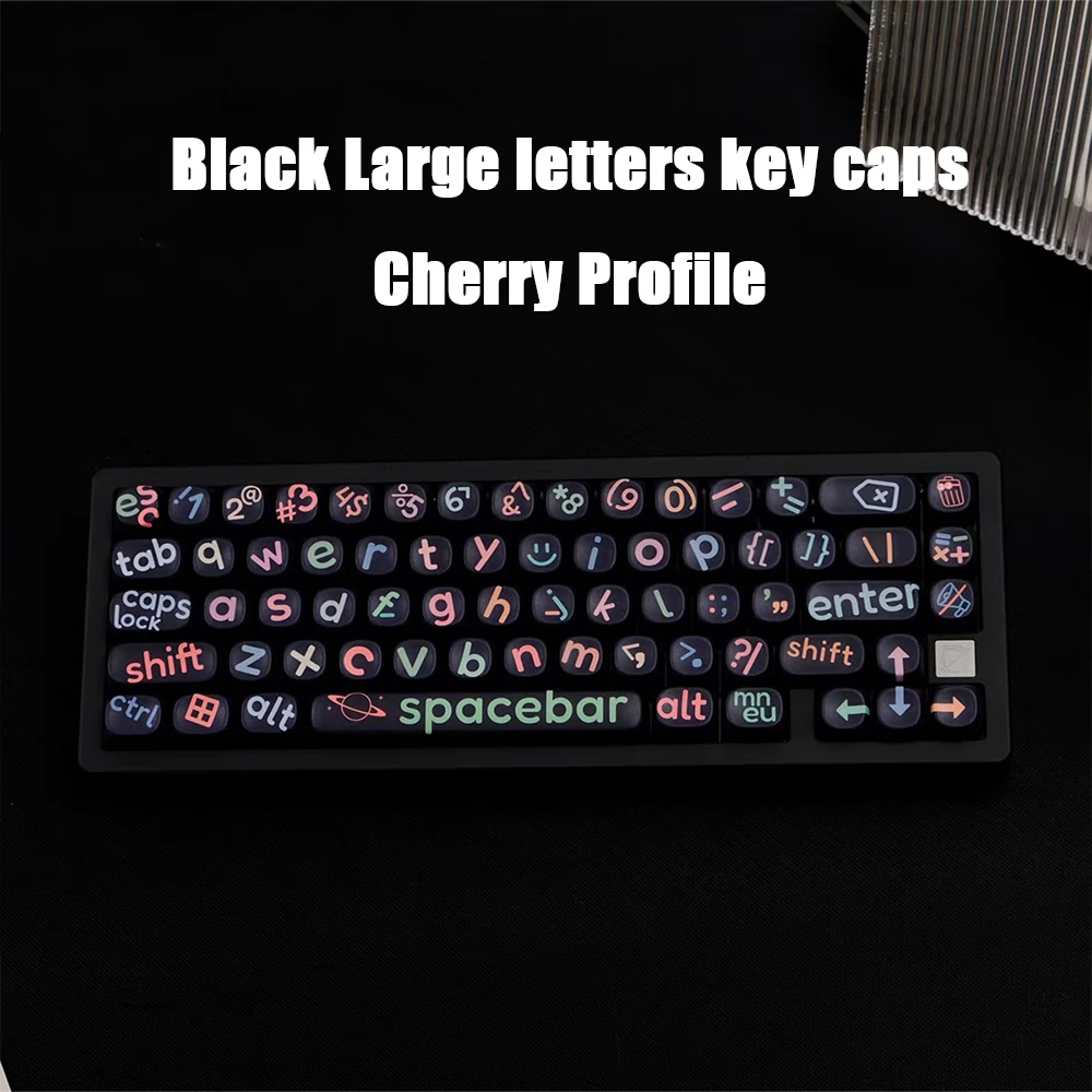 

Black Large letters key caps Cherry Profile Keycaps Sublimation PBT Keycaps for Mechanical Keyboard Custom Personalize Keycap