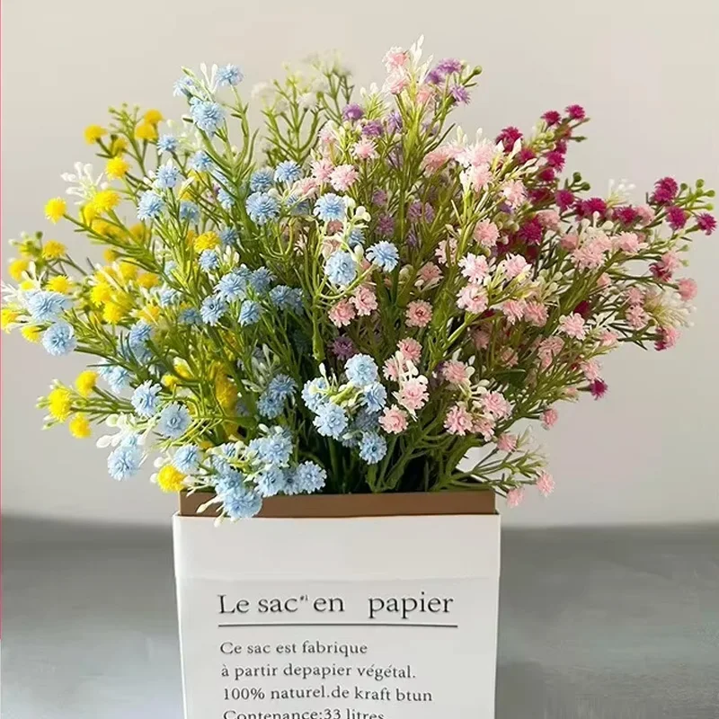 10 Stück Latex 5-Zweige Künstliche Schleierkraut-Blumen, Brautstrauß, Hochzeitsdekoration, Gypsophila-Blumen, Heimdekoration, Party-Blumen – Detail 1