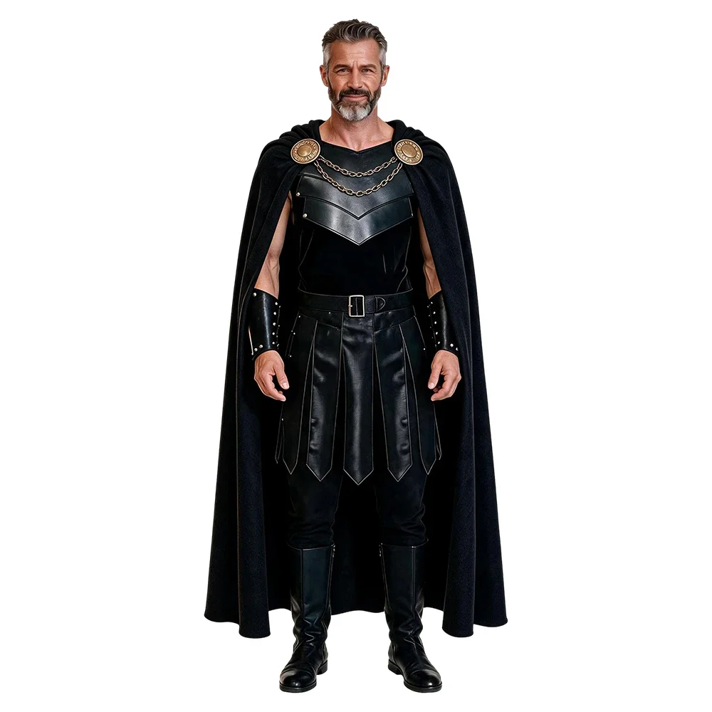 The Odyssey Agamemnon Cosplay Costume Adult Men Greek Roman Warrior Knight Outfit with Cloak Halloween Carnival Roleplay Suit view 2