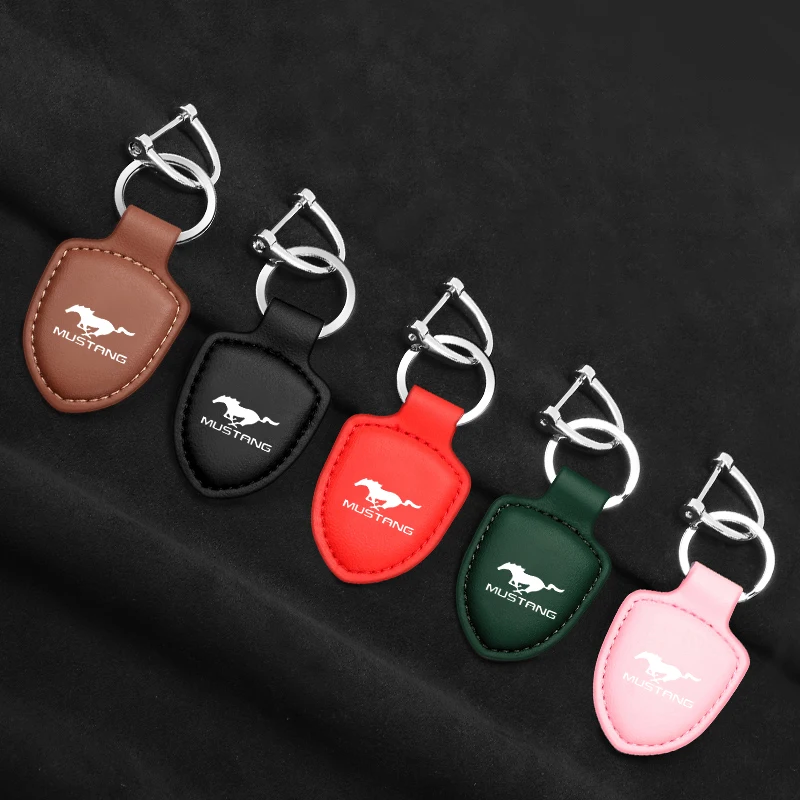 Fashion For Ford Mustang GT SHELBY With Logo Car Keychain Rings Vintage Leather Zinc Alloy Key Chain Auto Keyring Accessories