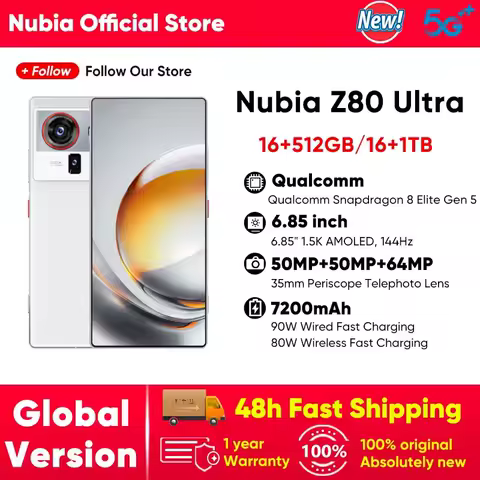 Global Version nubia Z80 Ultra 1.5K 144Hz Display Snapdragon 8 Elite Gen 5 90W Fast Charge 7200mA Original Authentic Smartphon
