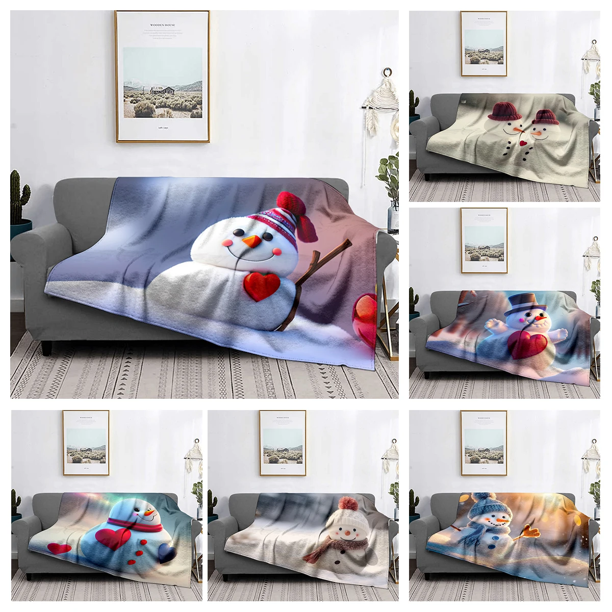 Home decoration plush Throw Sofa blanket Bedspread bed fluffy soft blankets decor Plaid Modern morandi winter Merry Christmas