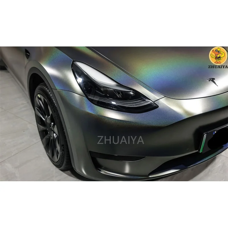 Highest quality glossy Rainbow laser Matt Grey ainbow vortex vinyl wrap car wrapping film car Wrap quality Warranty 5/10m/18m