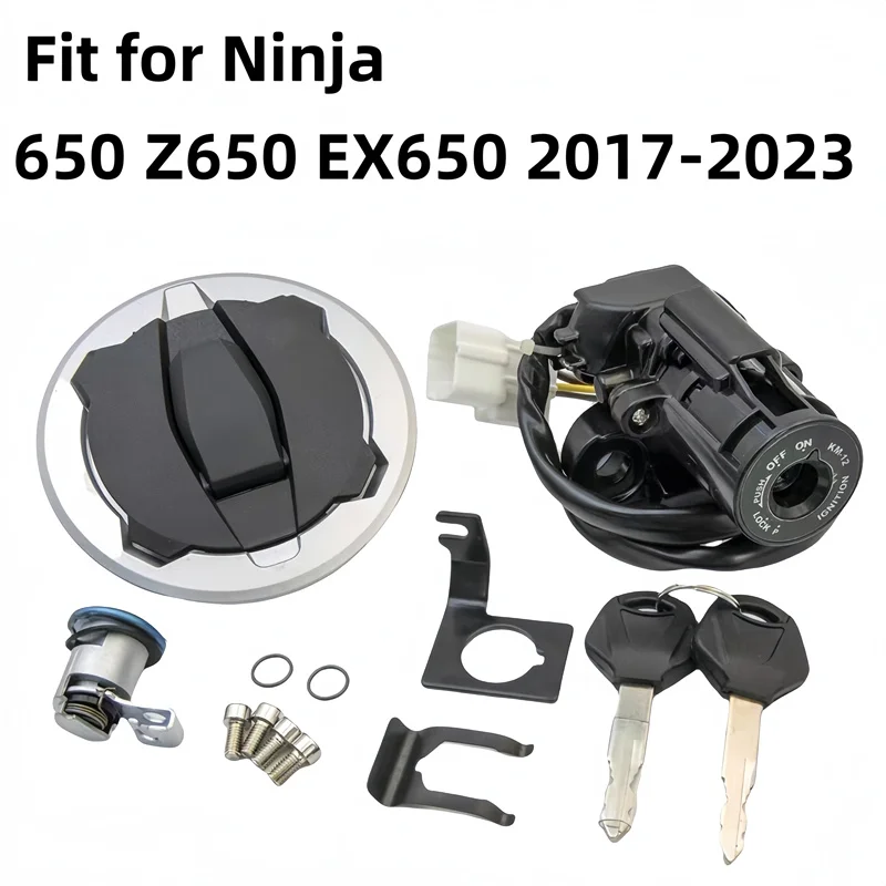 Fit for 2017 - 2023 Kawasaki Ninja 650 Z650 EX650 Ignition Switch Fuel Gas Cap Seat Lock Key Set Ninja 650 2018 2019 2020 2021