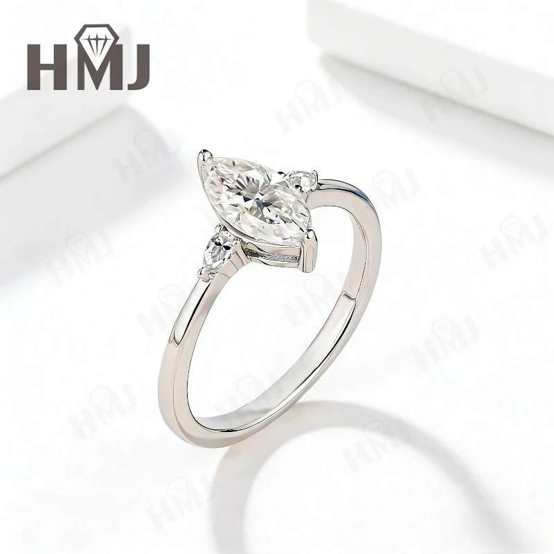 Ring Moissanit Marquise 1CT D-Farbe 925 Sterling Silber 18K Gold Plattiert Verlobungsring Täglicher Schmuck für Damen Großhandel – Detail 6