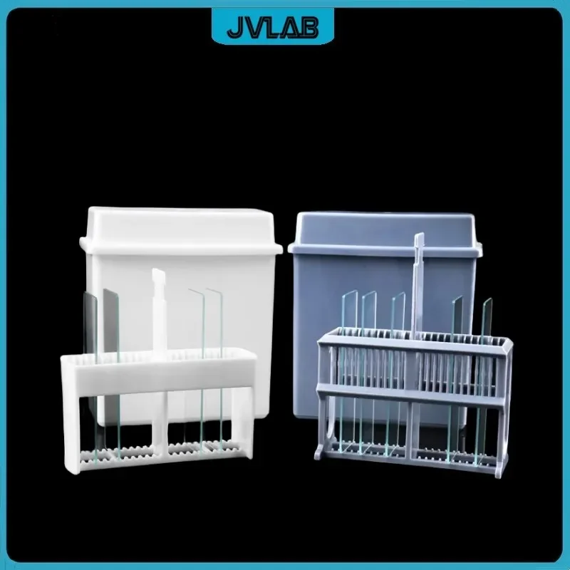 Staining Tray Plastic Slide Staining Tank Set Up To 24 Microscope Slides Antigen Retrieval Box PP Dyeing Tank & Rack