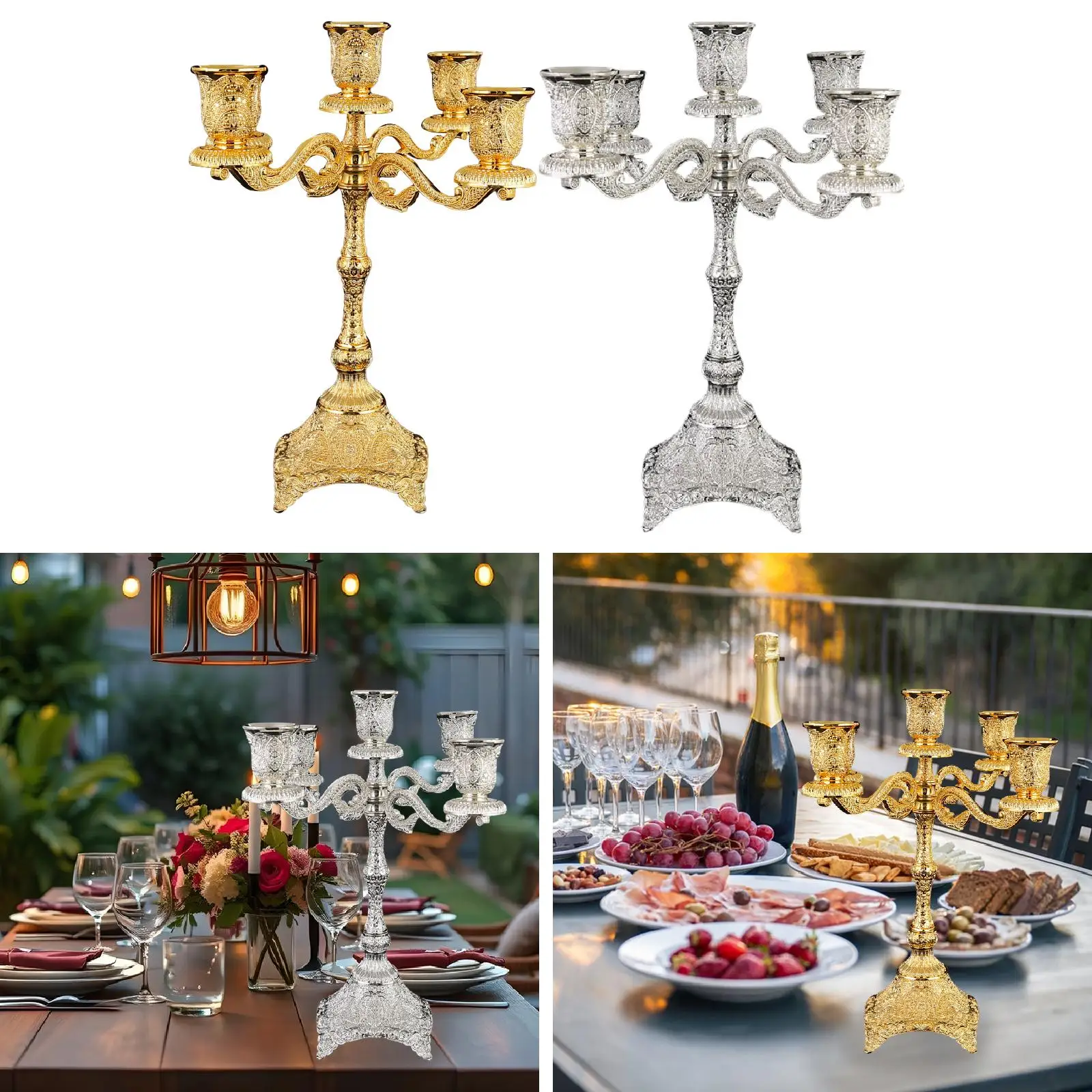 Elegant Five Arm Candles Holder for Decorative Table Centerpiece Luxury Candelabrum Home Dining Weddings