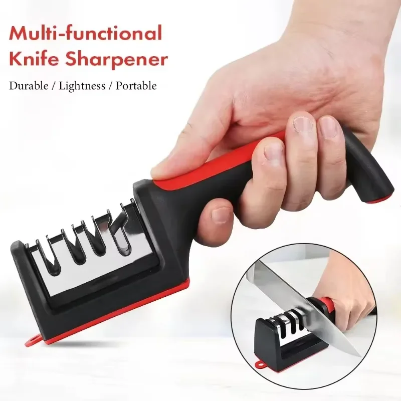 4-Stage Type Knife Sharpener Kitchen Professional Knife Sharpening Tool Quick Sharpener Diamond Coated Blades Kitchen Tool