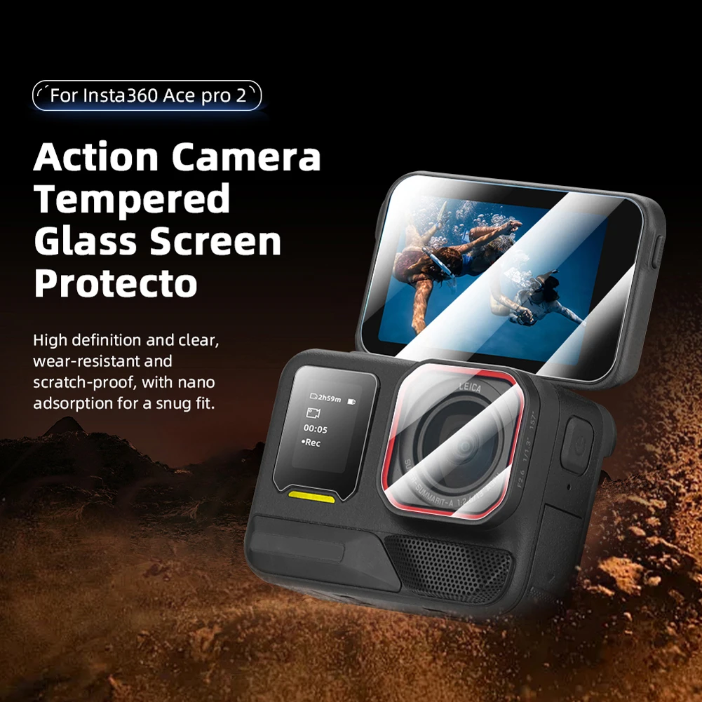 Screen Lens Protector for Insta360 Ace Pro 2 Tempered Glass Protector + Lens Protector Ultra HD Lens Protection Protective Film