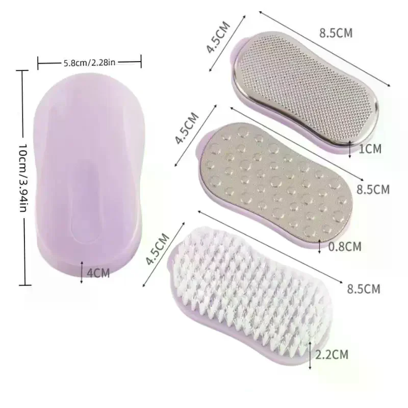 Set di lime per piastre per piedi in acciaio inossidabile da 4 pezzi Strumenti per pedicure domestici Rimuovi calli della pelle morta Raschietto per piedi Artefatto per la cura dei piedi