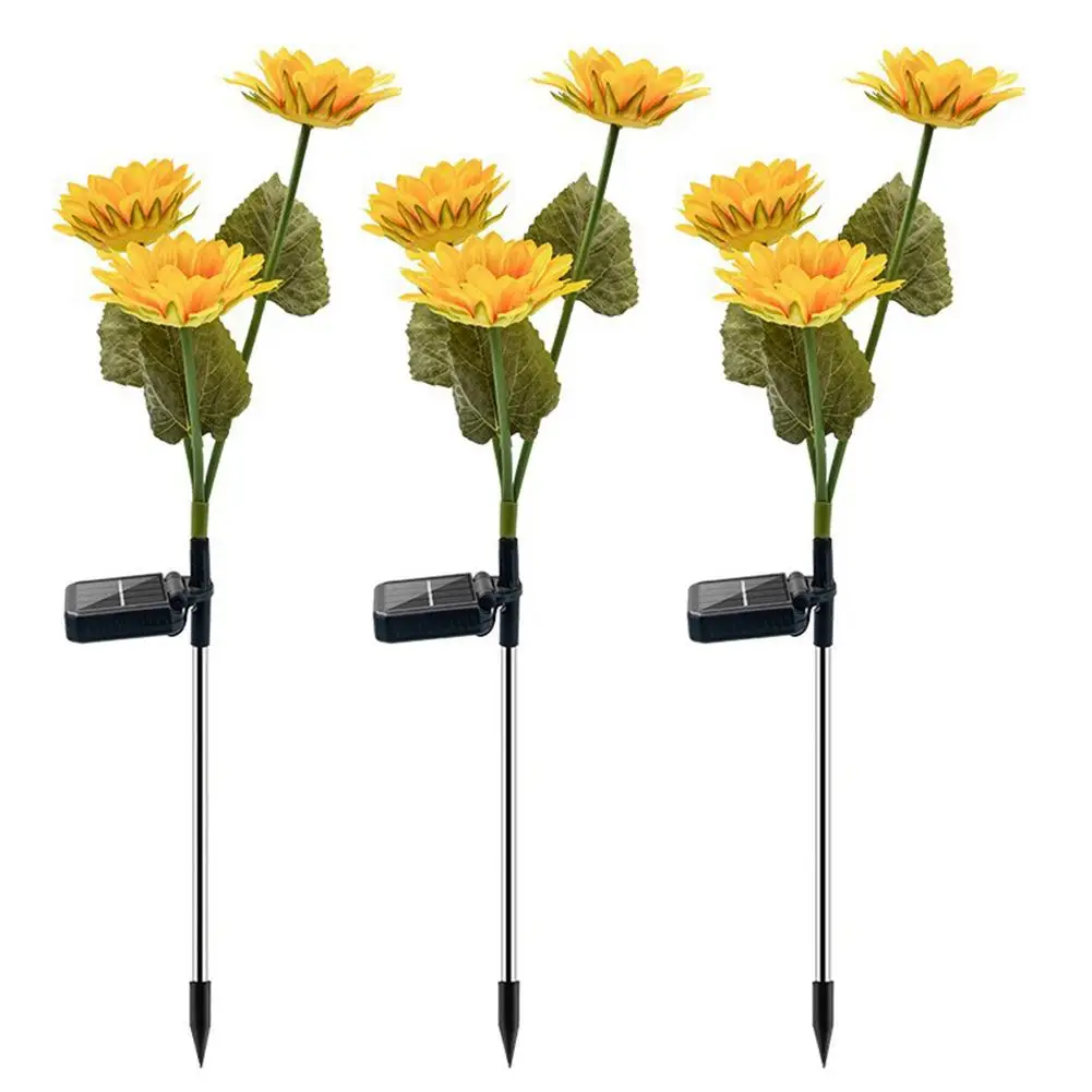 3 pcs LED Solar Simulation Sunflowers Solar LED Light Garden Yard Lawn Night Lamp Landscape Garden Home Decoration Flowers light