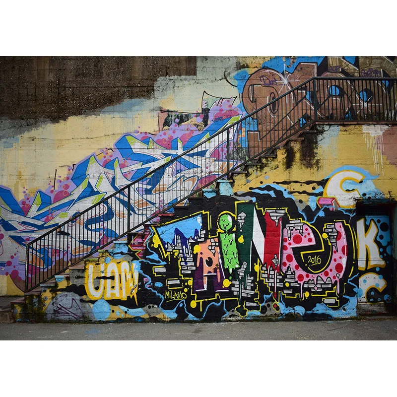 SHUOZHIKE Tessuto artistico Graffiti Muro di mattoni Tema Fondali fotografia Ritratto di bambino Sfondo fotografico Studio Prop TUY-03