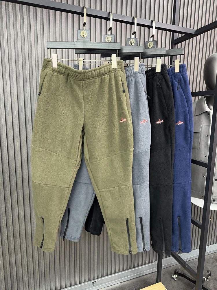 

Мужские зимние теплые двусторонние повседневные брюки Fce с прямыми штанинами, модные городские цвета