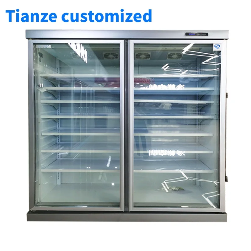 (customized)Drink display refrigerator supermarket glass door refrigerator milk