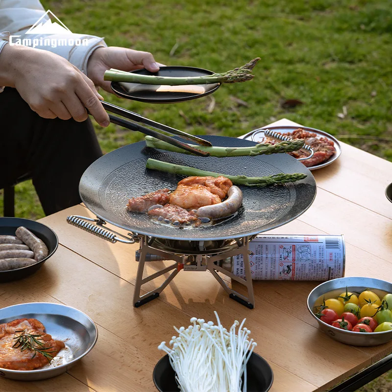GRW-33F Three-layer Steel Non-stick Cooking Pan with Crushed Stone Medium-sized Griddle for Kitchen Cooking - Foldable Barbecue