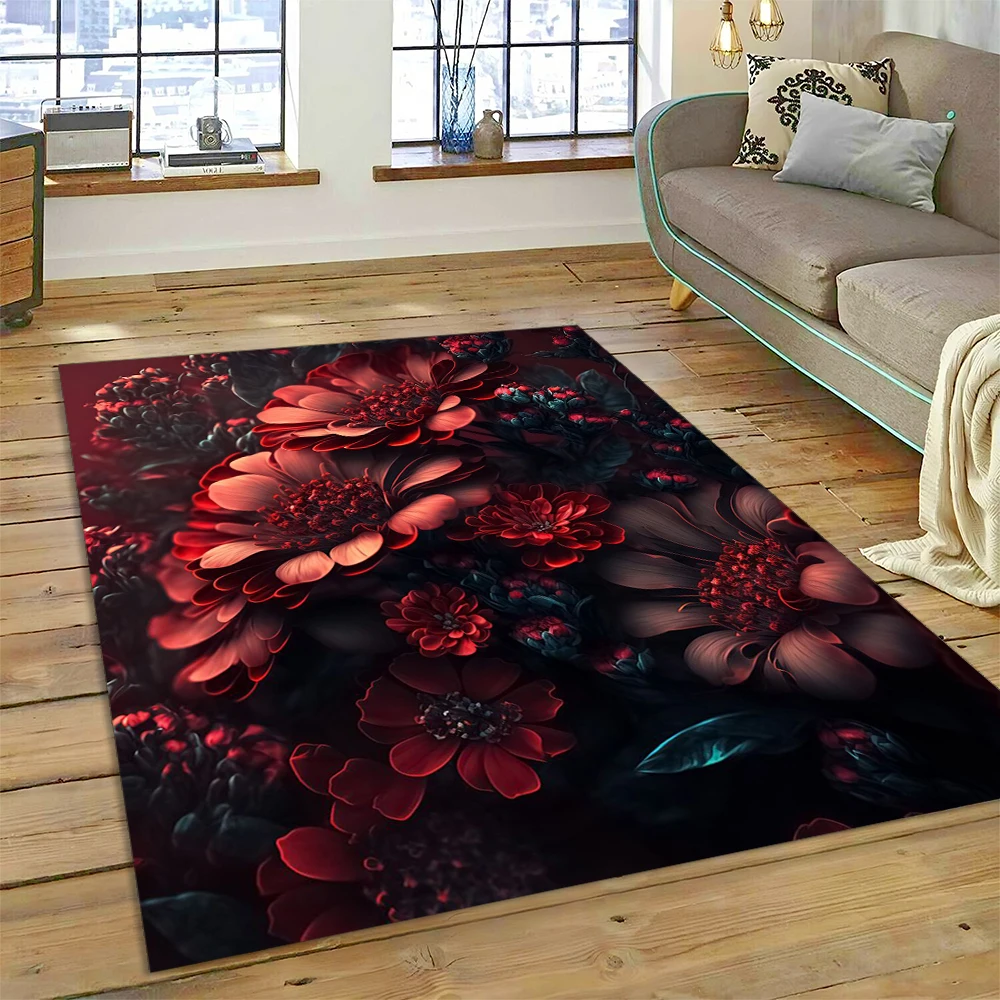 HD Pretty Flower Daisy Rose Chrysanthemum Carpet Rug for Home Living Room Bedroom Sofa Doormat Decor,Kids Area Rug Non-slip Mat